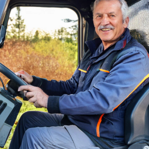 Älterer Baumaschinenführer