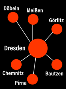 Schematische Darstellung des Vertriebsgebiets von Bobcat Dresden
