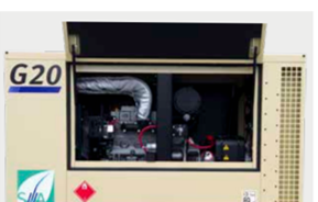 Blick in den Innenraum eines Doosan G20 Stromerzeugers