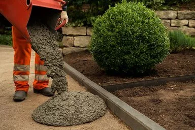Betonierung in einem Garten