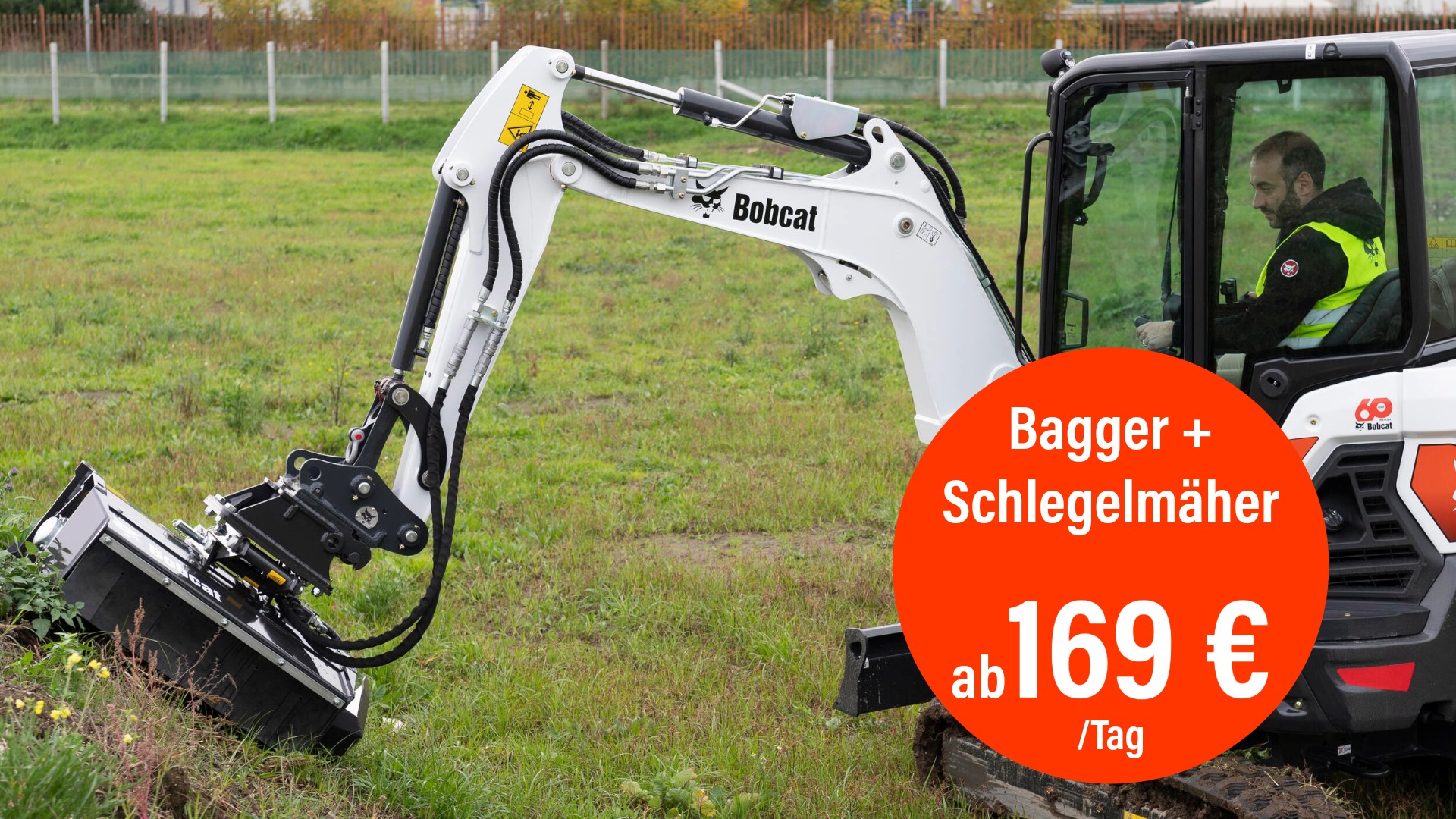 Mietangebot: Schlegelmäher und Bagger ab 169 Euro pro Ta