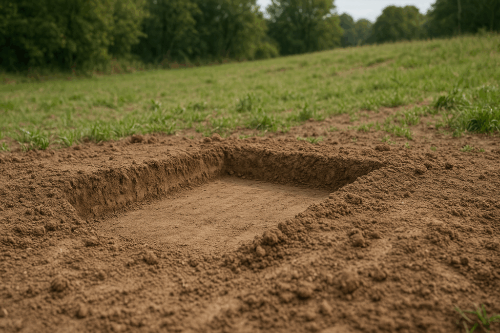 Darstellung einer Bodengrube für regenerative bodenbearbeitung