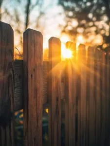 Zaunpfähle im Sonnenuntergang